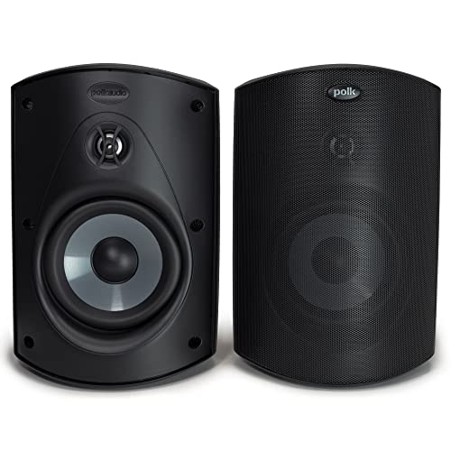 Polk Audio Atrium 5 Outdoor Speakers with Powerful Bass (Pair, Black), All-Weather Durability, Broad Sound Coverage, Speed-Lock Mounting System (Pack of 6)